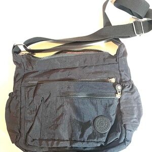 Lior Black Nylon Crossbody Bag Multi-Zip Travel Purse Lightweight Everyday Y2K